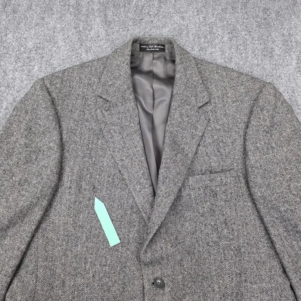 Gianfranco Ruffini Blazer Mens 42R Gray Herringbone Camel Hair Blend Italy Made - Picture 13 of 16